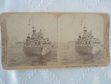 Vintage Stereoscopic View - Sampson's Fleet-The Peerless "Oregon"