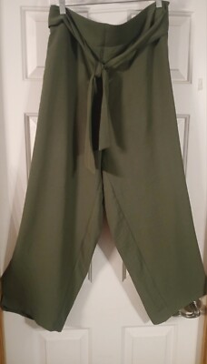 NWT - SOHO Apparel Women's Plus Size Olive Green Elastic Waist Wide Leg Pants 3X