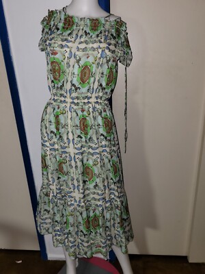 tory burch green silk dress Tory Burch Women's Printed Silk Dress main image 1