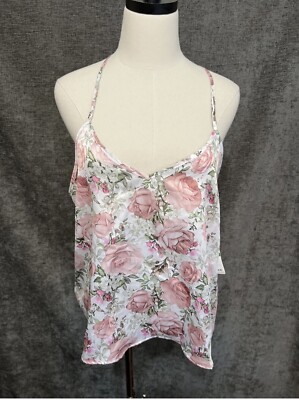 Flora by Flora Nikrooz Brenna Satin Chemise Night Shirt NWT IVORY FLORAL LARGE