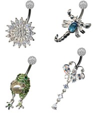 PIERCINGO® EPOXY Bauchnabelpiercing 925 ECHTSILBER ZIRKONIA Bauchnabel TITAN G23