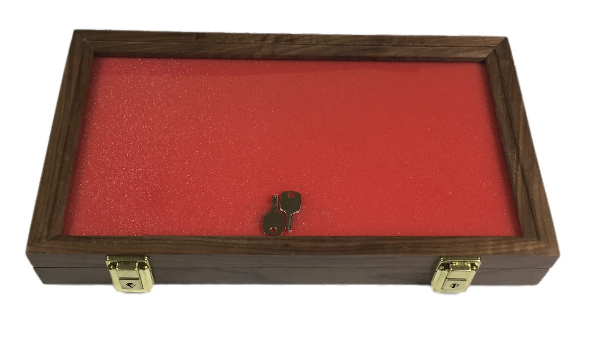 Walnut Wood Display Case 9 1/4 x 15 3/4 x 2 for Arrowheads Knifes Coins & More