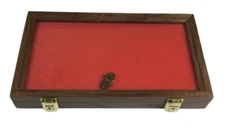Walnut Wood Display Case 9 1/4  x 15 3/4  x 2 for Arrowheads Knifes Coins & More