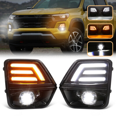 For Chevrolet Colorado 2023 2024 LED Daytime Running Fog Light Kits with Turn