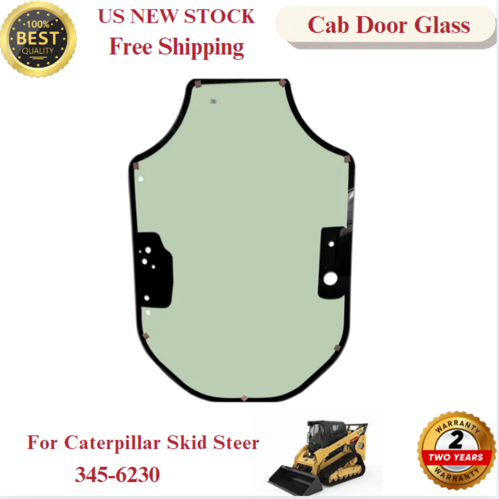 345-6230 Cab Glass Door For Caterpillar Skid Steer 299D3XHP, 262D3, 279D3, 259D