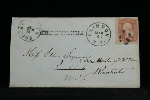 New York: Clinton 1860s Cover to Brockport, then Forwarded to Rochester, NY