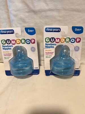 4 The First Years Gum Drop GumDrop Newborn Silicone Nipples Nipple 0m+ Slow Flow