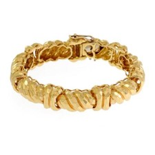 Henry Dunay 18k Yellow Gold Hammered Shrimp Link Bracelet