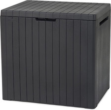 113L Outdoor Storage Box Small Balcony Garden Grey Weatherproof – Wood Effect