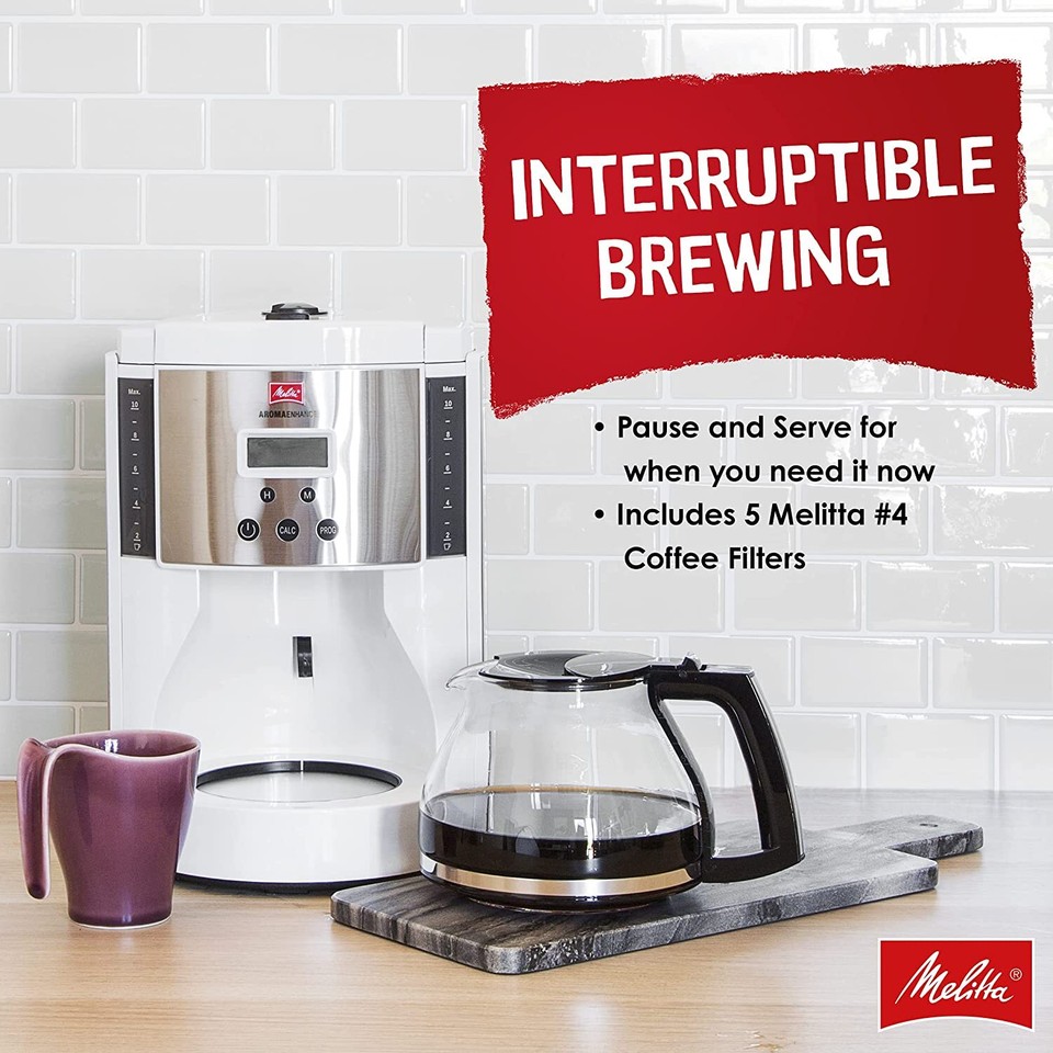 Melitta Aroma Enhance Drip Coffee Maker with Glass Carafe, 10 Cups