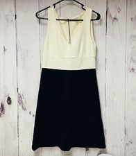 J Crew Womens Size 2 Blue Cream V Neck Sleeveless Back Zip Sheath Dress