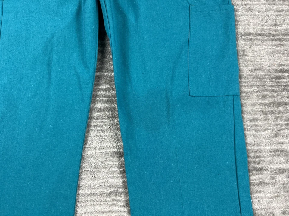Denice Scrub Pants Womens Large Blue Teal Pull On Cotton Blend - Image 4 of 4