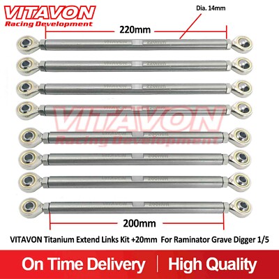 VITAVON Titanium Extend Links Kit +20mm  For Raminator Grave Digger 1/5
