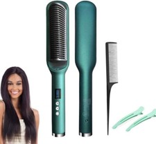 Hair Straightener Brush Straightening Curler Hot Comb Electric Adjustable Heat