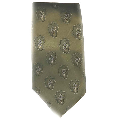 Vintage Vicky Davis New York Green Paisley Silk Tie 3.75 x 55 Collection No. 1