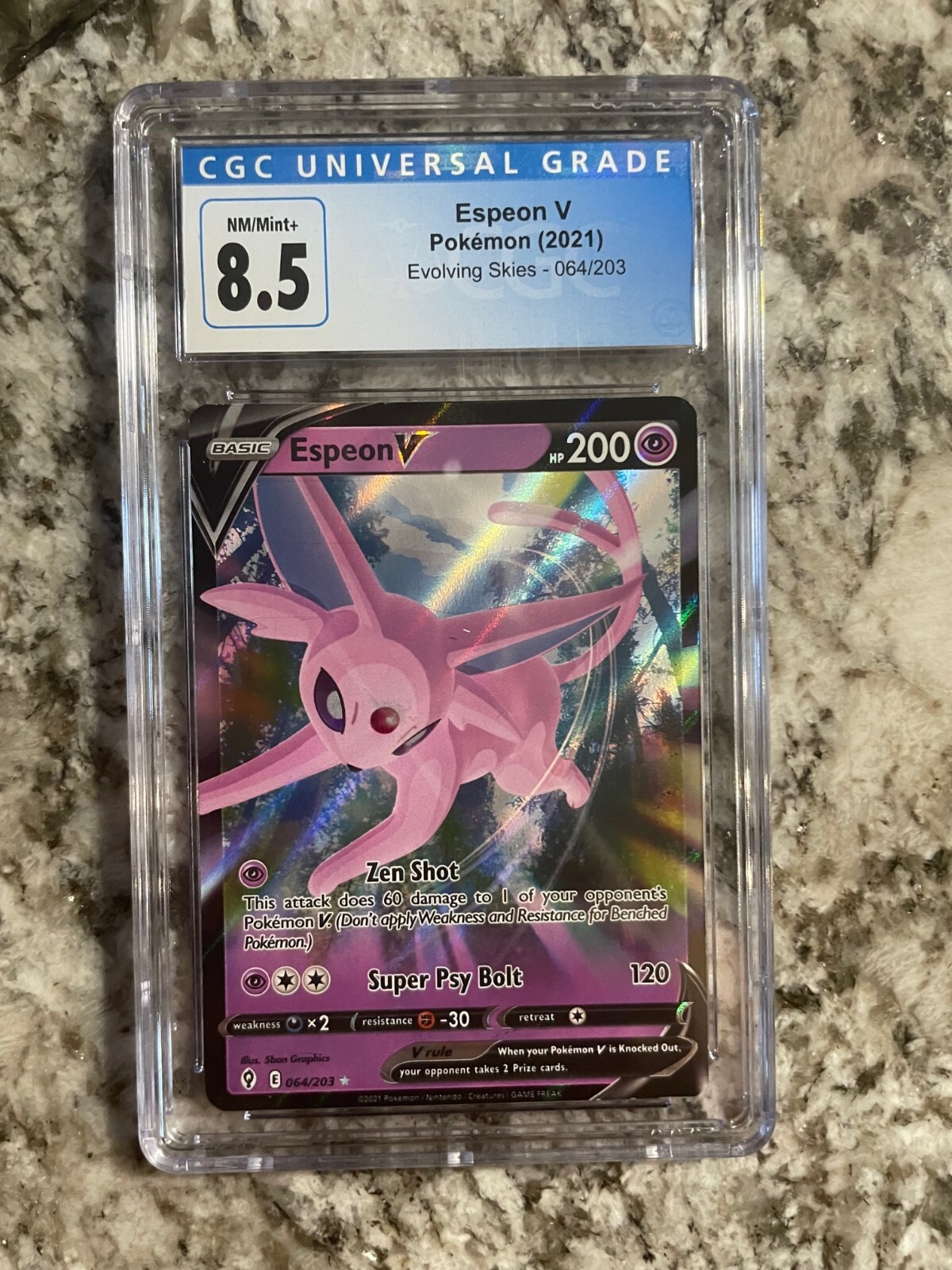 Pokémon TCG Espeon V Evolving Skies 064/203 Holo Ultra Rare - CGC 8.5 Old Cert