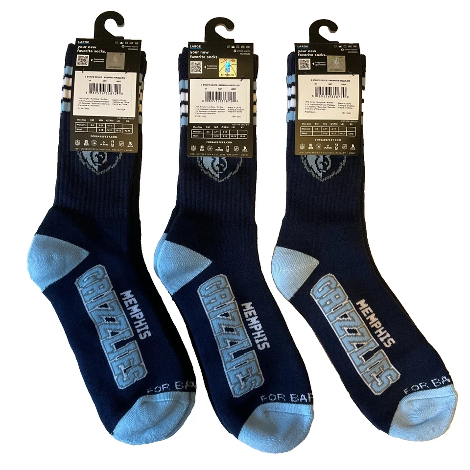 Calcetines para hombre talla L azul 3 pares For Bare Feet Memphis Grizzlies Foto 2 de 4