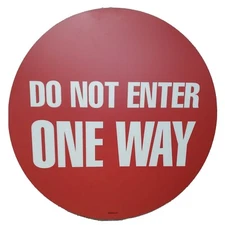 24 inch Do Not Enter One Way Circle Floor Sticker OHDIS Red White Commercial 