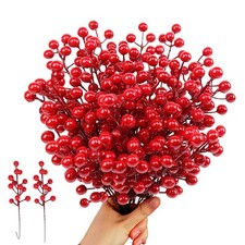 Fake Red Berry Christmas Picks 30 Pcs Holly Berry Christmas Decor Artificial ...