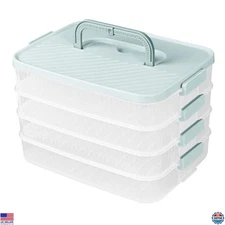 4-Tier Stackable Food Storage Container - High Cookie Carrier & Dumpling Box