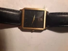 Vintage Seiko Men 5P30-5A09 Black Leather Tank 26mm Quartz Analog Watch  7 1/4"