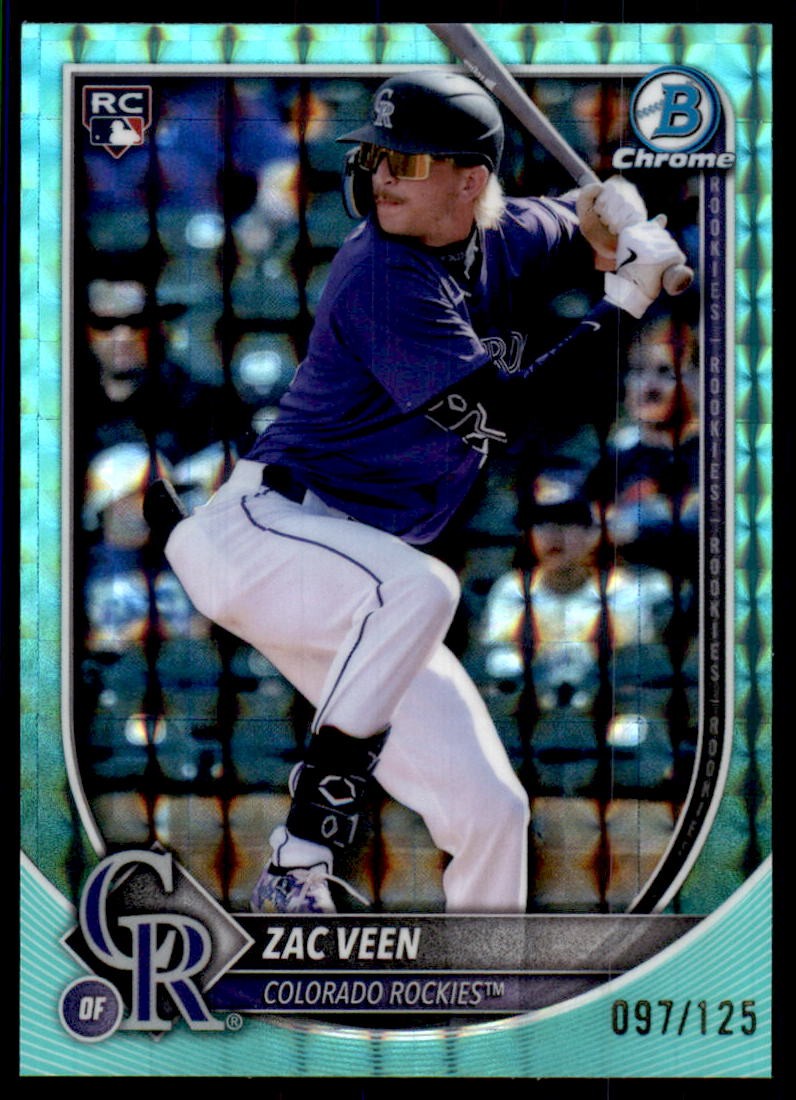 2025 Bowman Chrome #69 Zac Veen #/125 Aqua Geometric Rookie