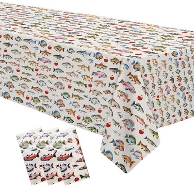 Gone Fishing Tablecloth Decorations - Disposable Fish Party Supplies Table Co...