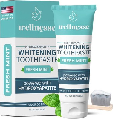 Wellnesse Hydroxyapatite Toothpaste 4oz Fluoride Free Whitening Mint