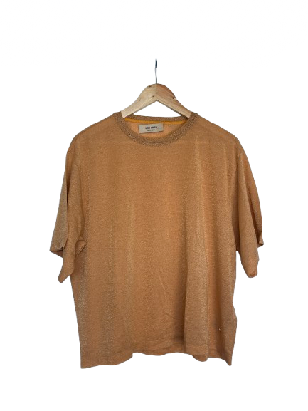 MOS MOSH Orange KIT Short Sleeve GLITTER LIGHTWEIGHT T-Shirt SIZE LARGE UK 12-14
