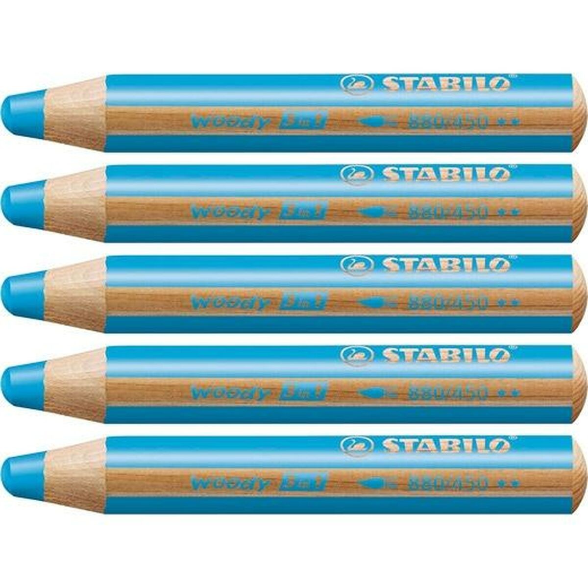 Цветные карандаши Stabilo Woody Cyan 3-в-1 5 штук 2690₽