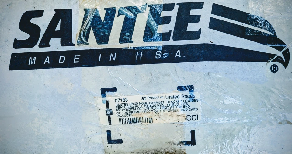 Harley Santee курносая выхлопная труба, хром, теплозащитные экраны, крепления, сделано в США - Изображение 3 из 4