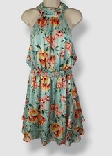 GUESS Women's Green Romana Halter Flared Mini Dress Size L