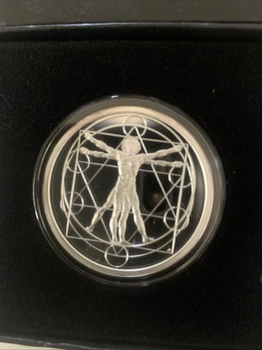 2020 SILVER SHEILD VITRUVIAN MAN PROOF ROUND SACRED GEOMETRY W/OGP