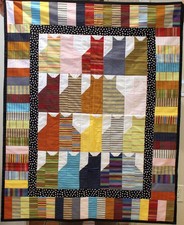 Handmade Striped Paw Print Trimmed Kitty Cat Quilt Throw CAT RESCUE