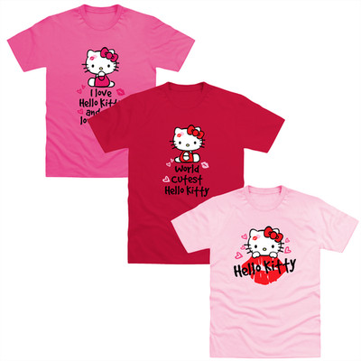 Mädchen Hello Kitty T-Shirt 3er Pack Multipacks - 2 Jahre bis 10 Jahre