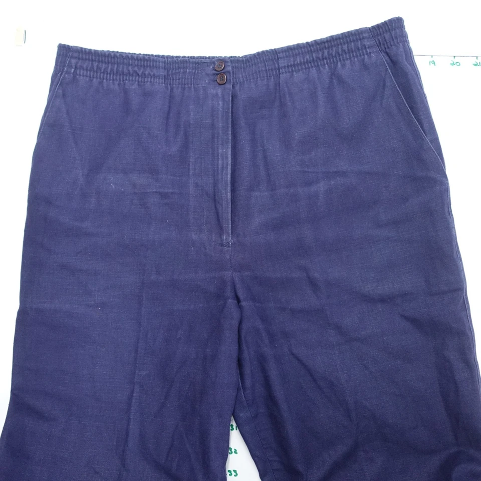 Vintage Izod Lacoste Pants Womens 10 Navy Blue Cotton Logo Straight Leg Casual - Image 3 of 4