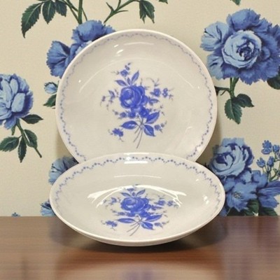Alboth & Kaiser Bavaria Salad Bowls, Set of 2, Vintage Blue Floral Tableware