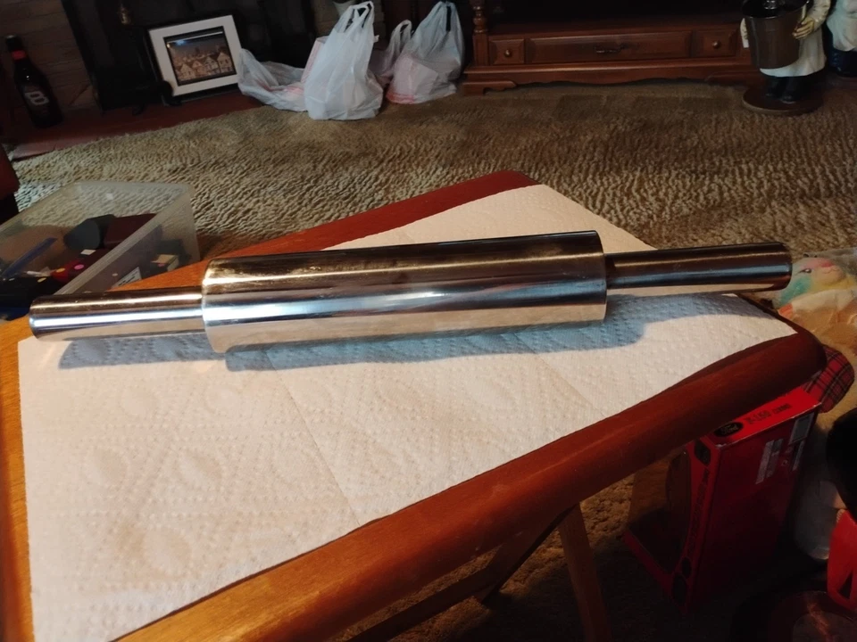 Rodillo de acero inoxidable vintage resistente 19" 4 libras Foto 2 de 3