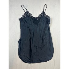 Vintage Victorias Secret Gold Label Black Lace Trim Satin Camisole Small