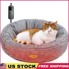 Indoor Pet Warm Bed Cozy Round Cat House W/ Adjustable Temperature Timer New