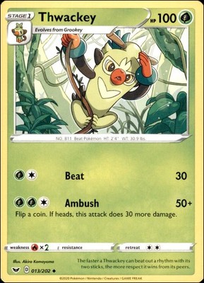 Pokemon - Thwackey (013) #013/202 - SSH Uncommon
