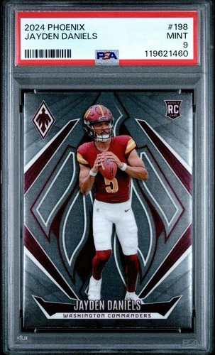 2024 PANINI PHOENIX JAYDEN DANIELS ROOKIE CARD RC #198 PSA 9 MINT COMMANDERS