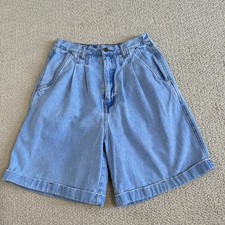 Vtg Bill Blass Pleated Jean Bermuda Shorts Womens Sz 10 90s 80s Retro High Waist