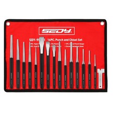 16pc Heavy Duty Punch And Chisel Set Chrome Vanadium Steel Pin Cold Taper Center
