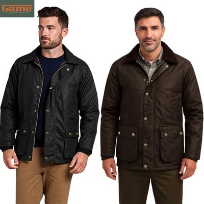 Herren Game Barker Wachsjacke mit abnehmbarer Kapuze | Premium Antique Waxed Cotton