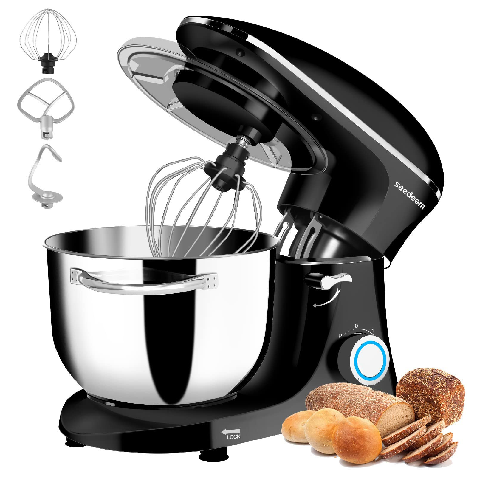 6Qt 660W Tilt-Head Stand Mixer with 6 Speeds & Dough Hook-image