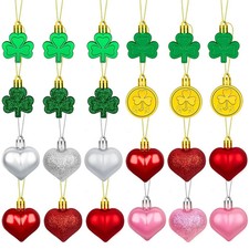 24 Pcs Valentine's Day  St. Patrick's Day Tree Ornaments Heart Shamrock Decor