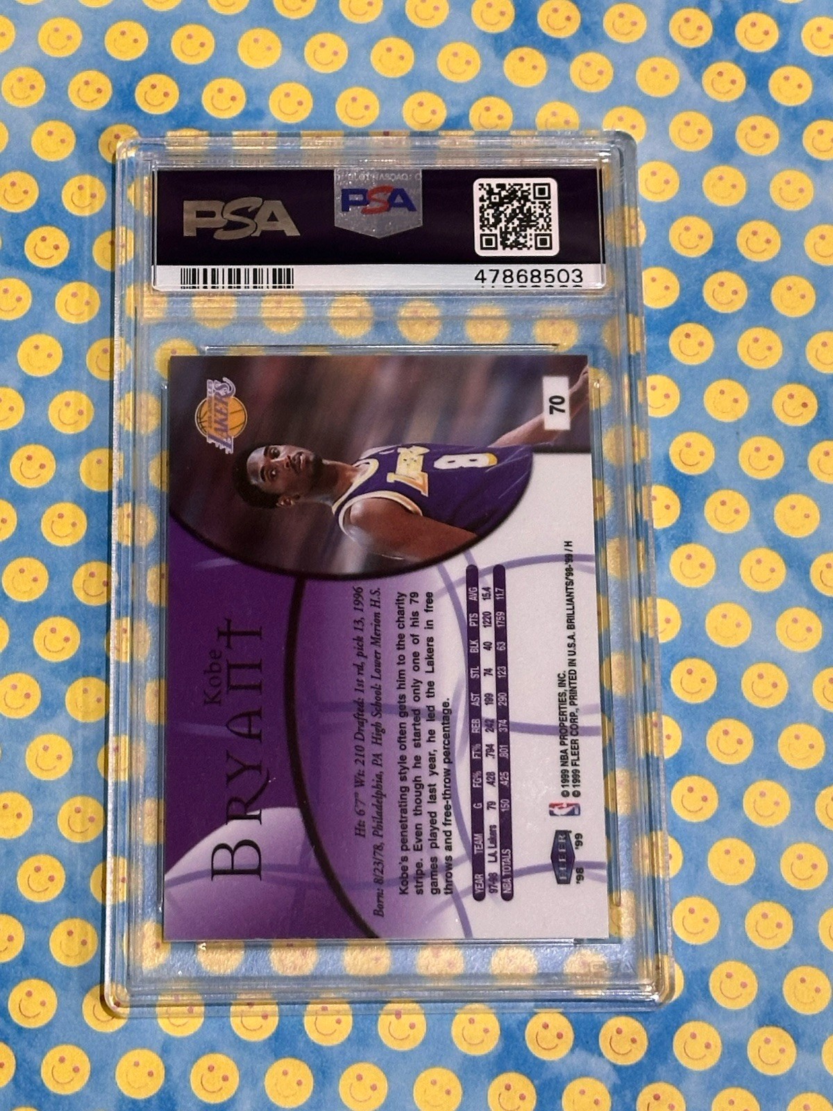 1998-99 Fleer Brillants Kobe Bryant #70 PSA 9 Los Angeles Lakers  view 2