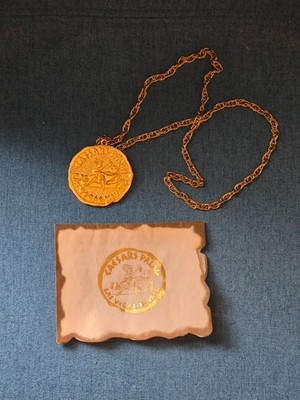Vintage Caesar's Palace Las Vegas Gold Tone Medallion Necklace/Chain