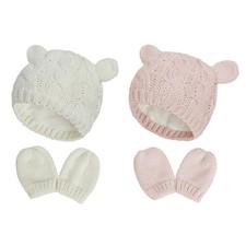 Baby Hat Glove Set Soft Newborn Mittens Baby Girl Boys Knitted Toddler Cap In...
